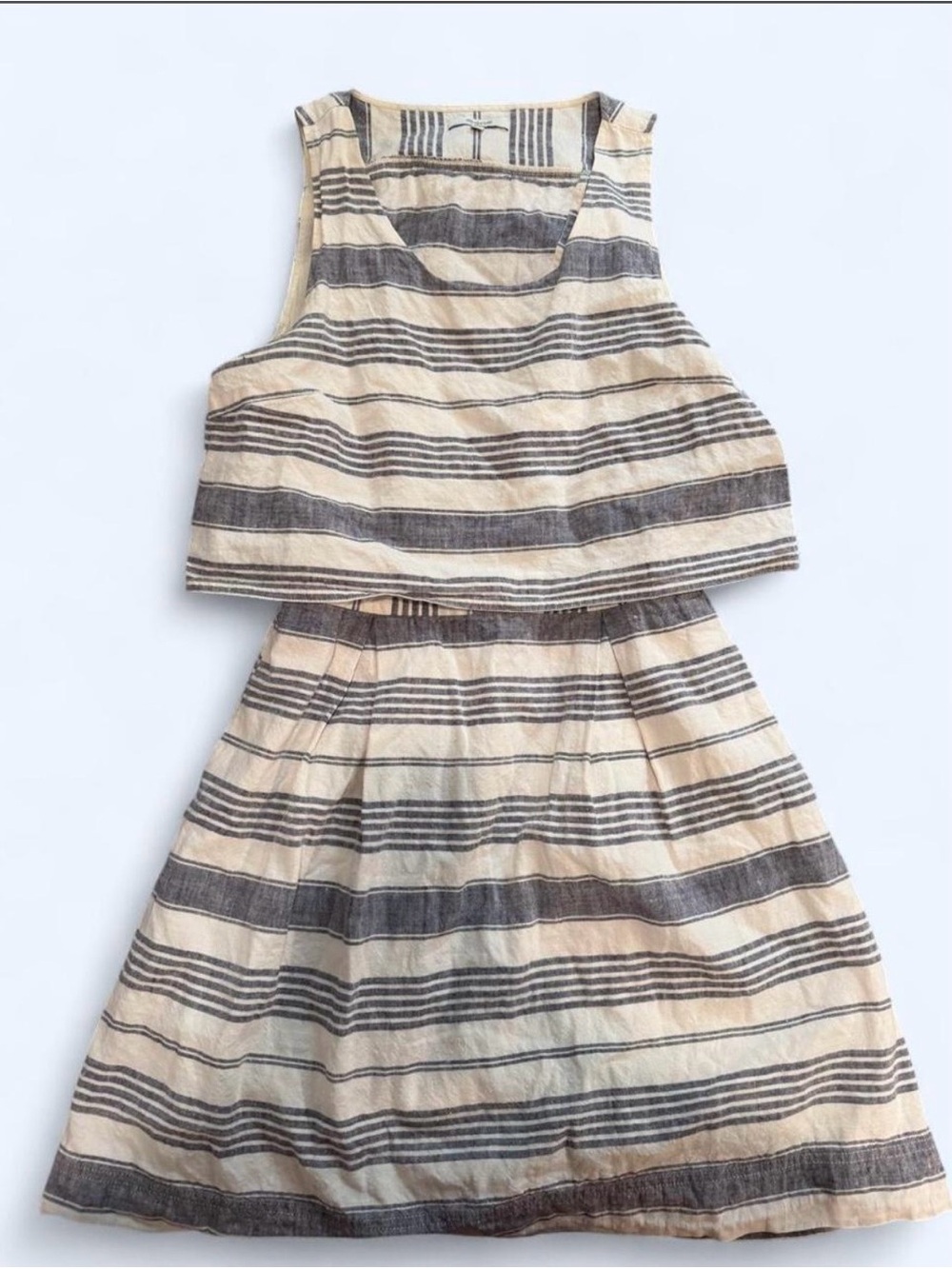Madewell Striped Linen Cutout back Midi Dress Size 6